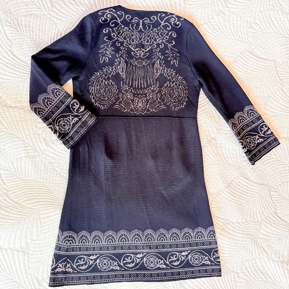 Witchy Whimsigoth Boho Gold & Black Metallic Duster Cardigan Sweater Chicos Sz M - Picture 5 of 16